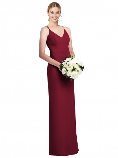 Soft Chiffon Long V-Neck Burgundy A-Line Formal Dress / Bridesmaid Dress Armadale