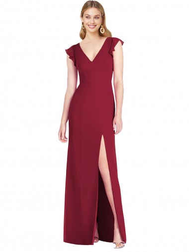 Soft Chiffon Tie Back Long V-Neck Mermaid Bridesmaid Dress Armadale