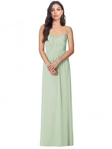 Soft Chiffon Long Strapless Sage Trumpet Bridesmaid Dress Armadale