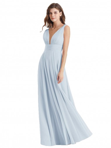 Lxue Chiffon Tie Back Long V-Neck A-Line Bridesmaid Dress Armadale