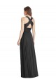 Soft Chiffon Criss Cross Back Long V-Neck Black A-Line Bridesmaid Dress Armadale