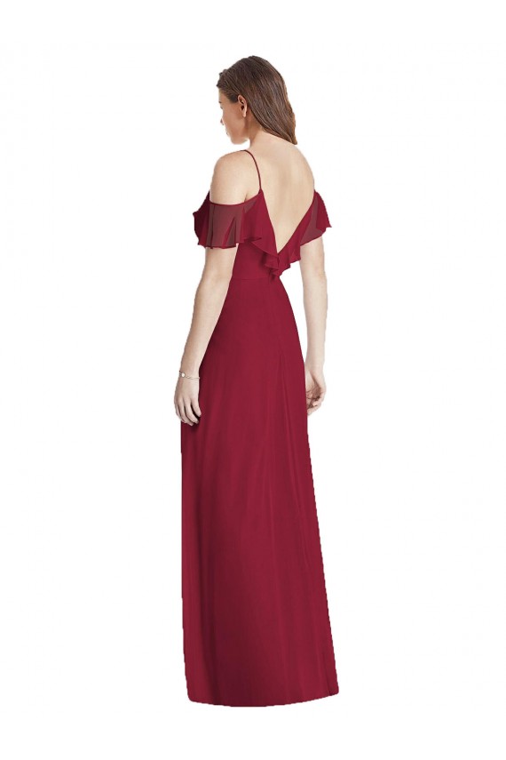 Soft Chiffon V-Back Long Spaghetti Straps Trumpet Semi Formal Evening Dress / Bridesmaid Dress Armadale