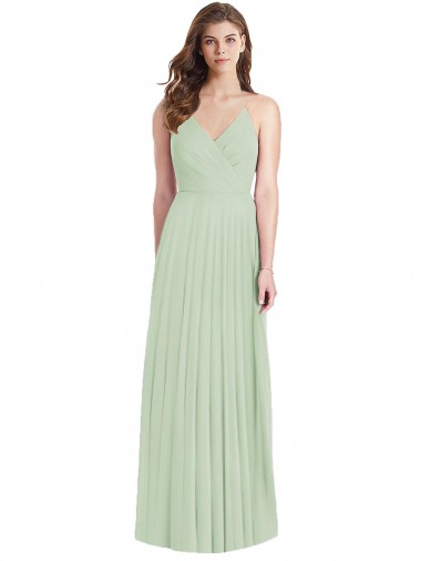 Soft Chiffon Long Spaghetti Straps Trumpet Semi Formal Evening Dress / Bridesmaid Dress Armadale