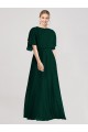 Soft Chiffon Open Back Long Round Neck A-Line Bridesmaid Dress Armadale