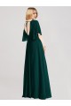 Soft Chiffon Open Back Long Round Neck A-Line Bridesmaid Dress Armadale