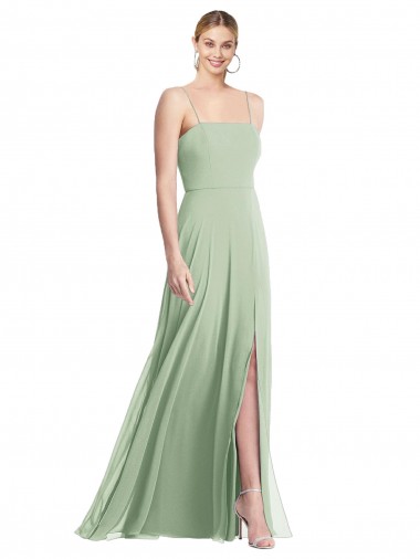 Soft Chiffon Low Back Long Spaghetti Straps Trumpet Formal Evening Gown / Bridesmaid Dress Armadale