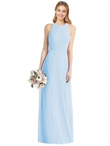 Soft Chiffon Long Halter Neck Trumpet Semi Formal Evening Dress / Bridesmaid Dress Armadale