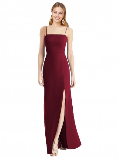 Soft Chiffon Tie Back Long Spaghetti Straps Trumpet Bridesmaid Dress Armadale