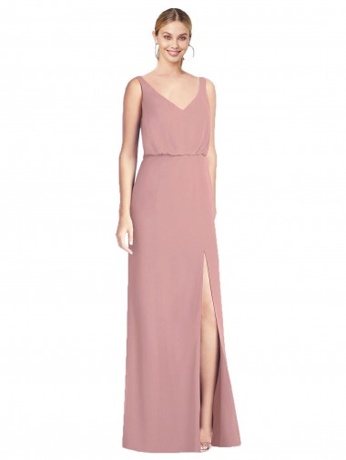 Soft Chiffon V-Back Long V-Neck Dusty Pink Mermaid Bridesmaid Dress Armadale