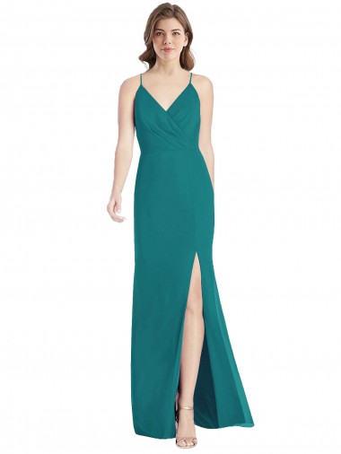 Soft Chiffon Criss Cross Back Long Spaghetti Straps Mermaid Bridesmaid Dress Armadale