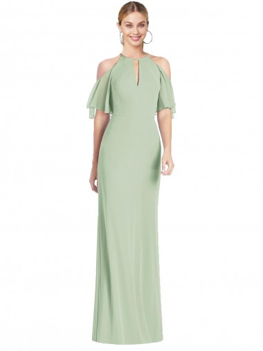 Soft Chiffon Long Halter Neck Mermaid Semi Formal Evening Dress / Bridesmaid Dress Armadale