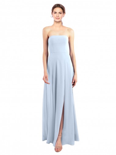 Soft Chiffon Long Strapless Light Sky Blue A-Line Bridesmaid Dress Armadale