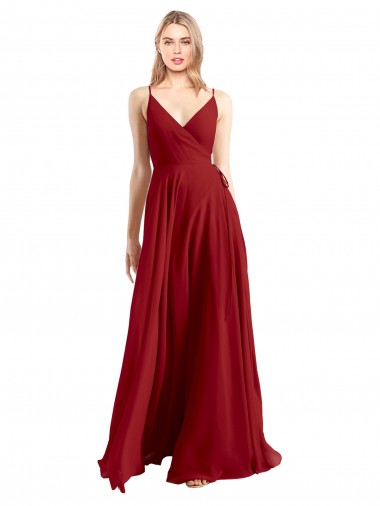 Luxe Chiffon V-Back Long Spaghetti Straps A-Line Bridesmaid Dress Armadale