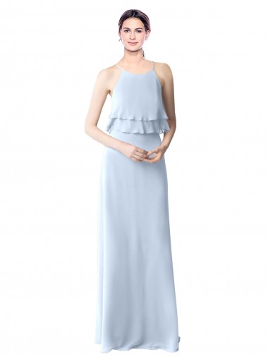 Soft Chiffon Long Halter Neck A-Line Bridesmaid Dresses Armadale