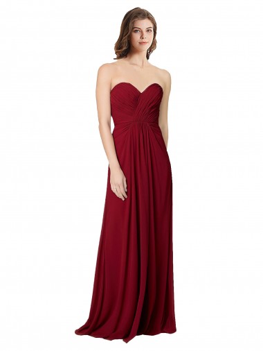 Chiffon Open Back Long Floor Length Sweetheart A-Line Bridesmaid Dress Armadale