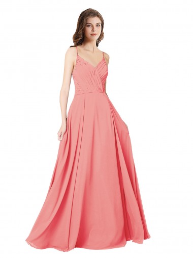 Soft Chiffon Criss Cross Open Back Long V-Neck A-Line Bridesmaid Dress Armadale