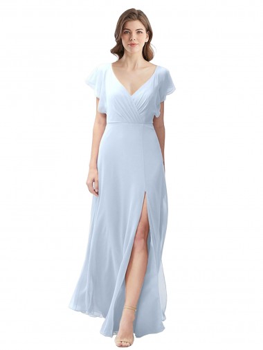 Soft Chiffon Open Back Long V-Neck A-Line Bridesmaid Dress / Formal Dress Armadale