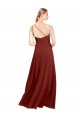 Soft Chiffon Long One Shoulder Burgundy A-Line Formal Dress / Bridesmaid Dress Armadale