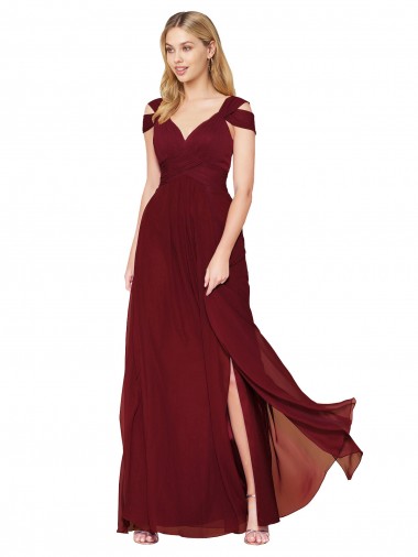Soft Chiffon Long Sweetheart Burgundy A-Line Formal Evening Gown / Prom Dress / Bridesmaid Dress Armadale
