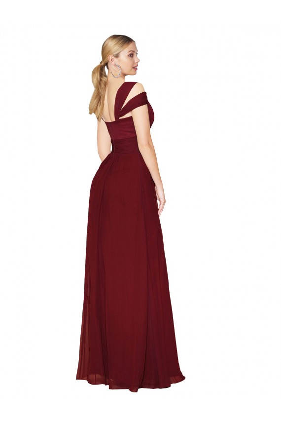 Soft Chiffon Long Sweetheart Burgundy A-Line Formal Evening Gown / Prom Dress / Bridesmaid Dress Armadale