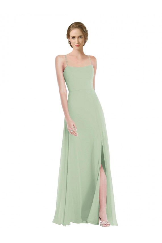 Soft Chiffon Criss Cross Back Long Scoop Neck A-Line Semi Formal Evening Dress / Bridesmaid Dress Armadale