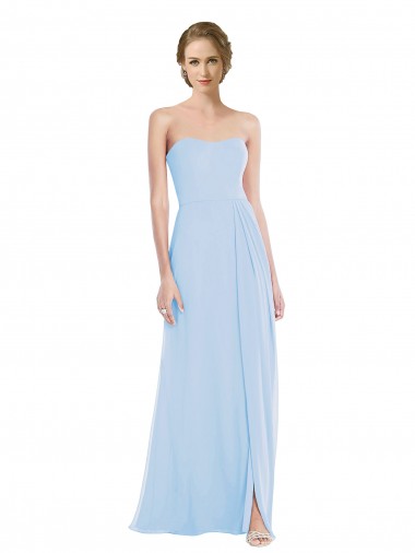 Soft Chiffon Long Sweetheart Light Sky Blue A-Line Formal Dress / Bridesmaid Dress Armadale