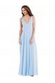 Soft Chiffon Long V-Neck Light Sky Blue A-Line Semi Formal Evening Dress / Bridesmaid Dress Armadale