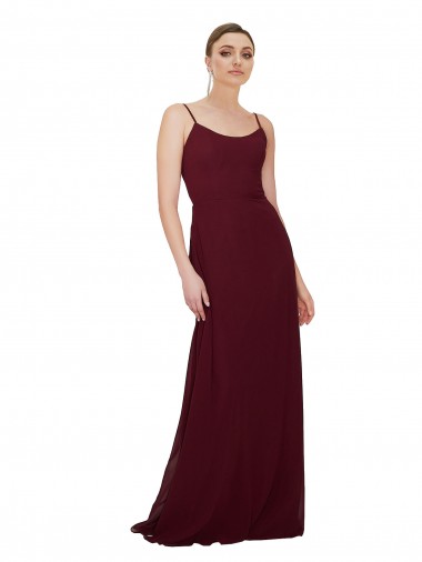 Soft Chiffon Keyhole Back Long Scoop Neck A-Line Bridesmaid Dress Armadale