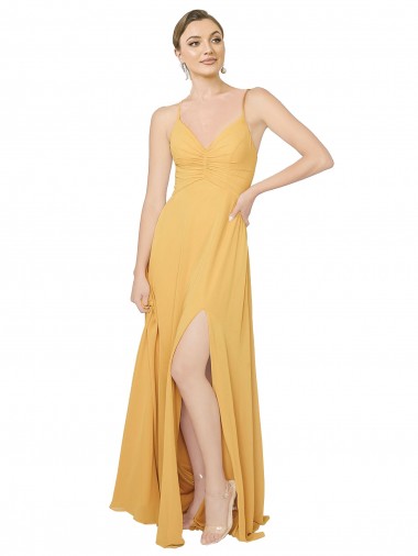 Chiffon Open Back Long V-Neck A-Line Bridesmaid Dress / Evening Dress Armadale