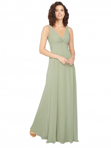 Chiffon V-Back Long V-Neck A-Line Bridesmaid Dress / Evening Dress Armadale