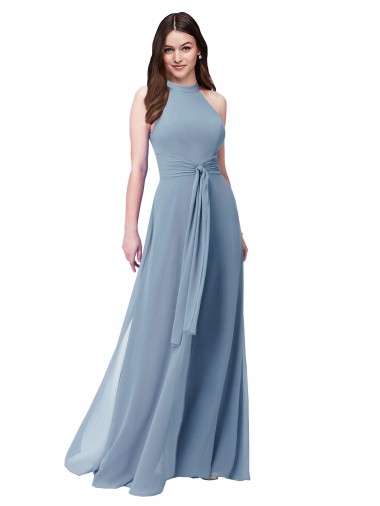 Chiffon Long Halter Neck A-Line Bridesmaid Formal Dress Armadale