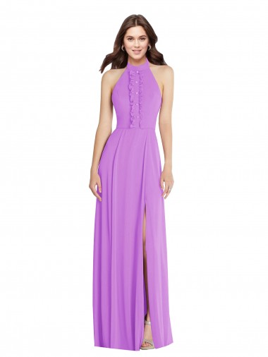 Soft Chiffon Backless Long Halter Neck A-Line Formal Evening Gown / Bridesmaid Dress Armadale