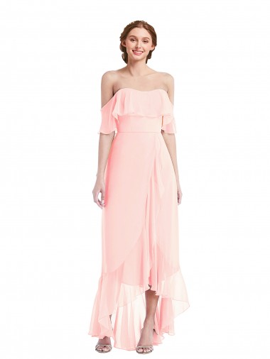 Soft Chiffon Long Off the Shoulder A-Line High Low Bridesmaid Dress Armadale
