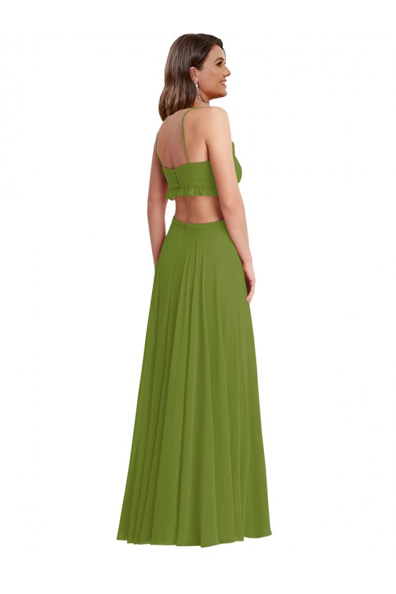 Soft Chiffon Open Back Long V-Neck A-Line Plus Size Evening Gown / Bridesmaid Dress Armadale