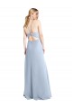 Chiffon Keyhole Back Long Halter Neck Light Sky Blue A-Line Bridesmaid Dress / Evening Dress Armadale