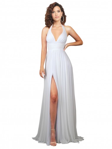 Soft Chiffon Low Back Sweep Train V-Neck A-Line Beach Wedding Dress Armadale