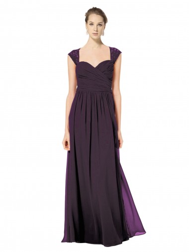 Soft Chiffon & Lace Keyhole Back Long Sweetheart A-Line Formal Dress / Bridesmaid Dress Armadale