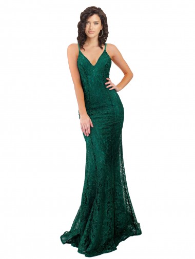 Lace Open Back Long V-Neck Mermaid Black Tie Evening Gown / Prom Dress / Bridesmaid Dress Armadale