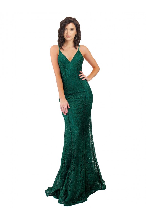 Lace Open Back Long V-Neck Mermaid Black Tie Evening Gown / Prom Dress / Bridesmaid Dress Armadale