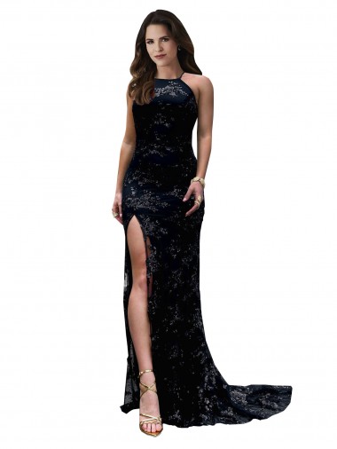 Lace Open Back Long High Neck Mermaid Black Tie Evening Gown / Prom Dress / Bridesmaid Dress Armadale