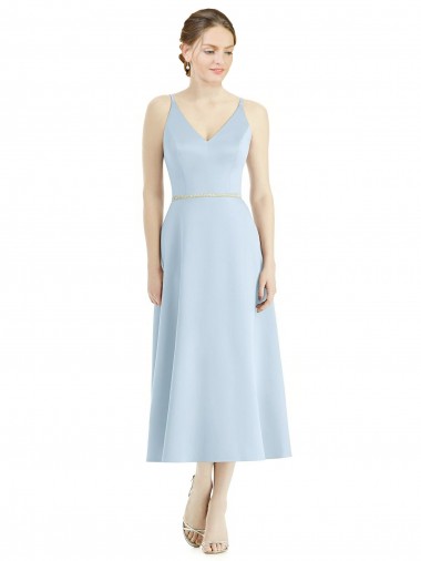 Satin Tea Length V-Neck A-Line Bridesmaid Dress Armadale