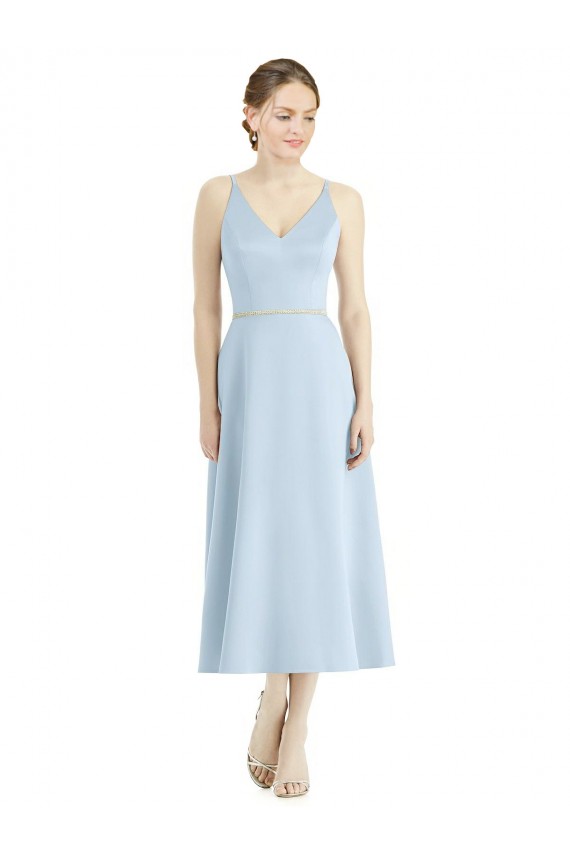 Satin Tea Length V-Neck A-Line Bridesmaid Dress Armadale