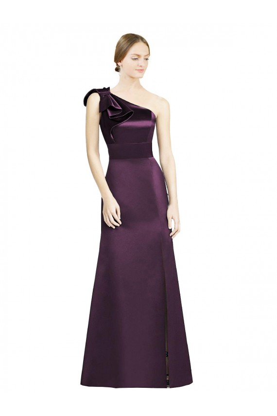 Satin Long One Shoulder Grape Mermaid Bridesmaid Dress Armadale