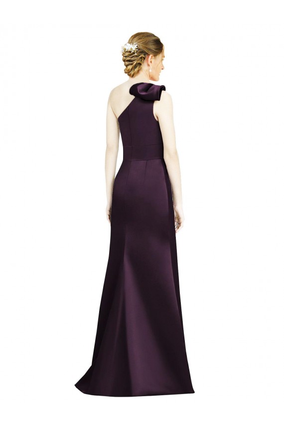 Satin Long One Shoulder Grape Mermaid Bridesmaid Dress Armadale