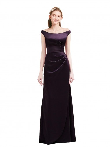 Satin Long Off the Shoulder A-Line Bridesmaid Dress Armadale