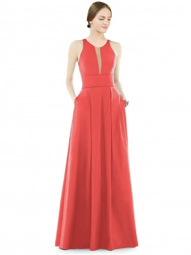 Satin Long Jewel Neck A-Line Bridesmaid Dress Armadale