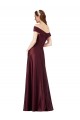 Satin Long Off the Shoulder Burgundy Gold A-Line Black Tie Evening Gown / Prom Dress / Bridesmaid Dress Armadale