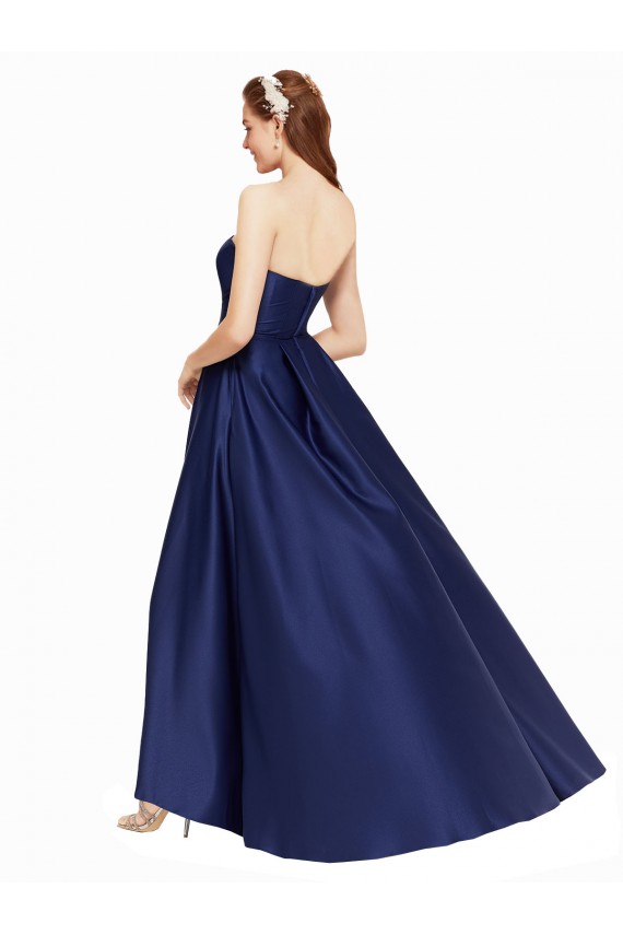 Satin Low Back Long Strapless A-Line High Low Evening Gown / Prom Dress / Bridesmaid Dress Armadale