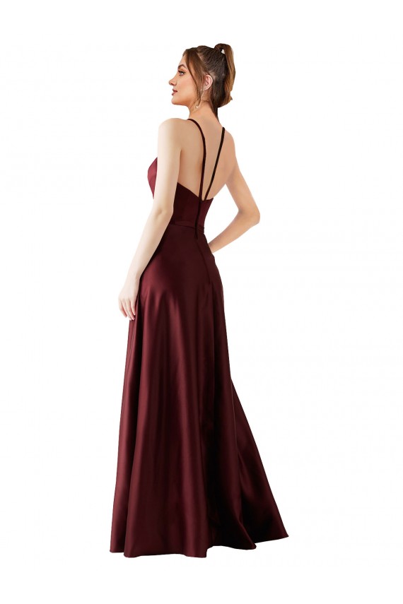 Satin Long Halter Neck A-Line Prom Dress / Bridesmaid Dress Armadale