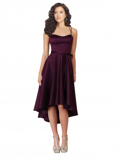 Satin Criss Cross Back Short Sweetheart A-Line High Low Prom Dress / Bridesmaid Dress Armadale